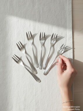 German Silverplate Dessert Forks Klingel 90 Small 3 Prong Set Vintage Dining